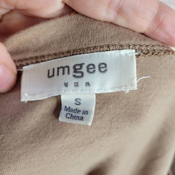 Umgee Dip Dye Ombré‎ Twist Hem T-shirt Brown White Size Small - Picture 5 of 6